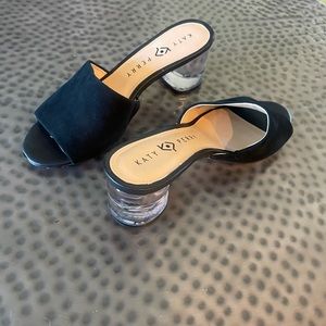 Black Katy Perry slide on shoes With clear lucite heels